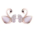 Elegant gold tone crystal and opal swan brooch pin for women fashion accessories - Style B / Gold