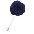 Broche de costume élégante pour homme fleur de rose en tissu bleu marine faite à la main - Bleu Marine
