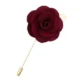 Handgefertigte Stoff-Rosen-Anstecknadel in Dunkelrot, elegante Herren-Anzug Blumenbrosche - Burgunderrot