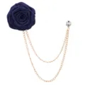 Herren Marineblau Stoff Rose Reversnadel Quaste Kette Bräutigam Hochzeit Anzug Brosche - Marineblau