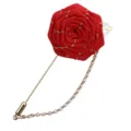Koreanische Schleife Rosen Brosche Repin Nadel mit Kette für Damen Anzug Kragen Kleidung - Rot