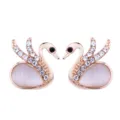 Rose gold swan brooch pin with opal body and sparkling crystal rhinestones for women fashion. - Style C / Gold