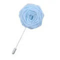 Broche fleur en tissu faite main bleu clair accessoire costume homme mariage fête. - Bleu clair