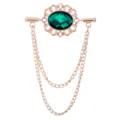 Vintage Goldfarben Gruen Edelstein Kragen Nadel Kette Brosche Hemd Zubehoer Schmuck - Gold / Grün