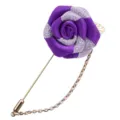 Elegante violette Stoff-Rosen-Anstecknadel mit Metallkette fuer Damen Mode Accessoires. - Lila