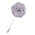 Broche fleur de rose en tissu faite à la main pour hommes et femmes col unicolore costume - Gris Argent