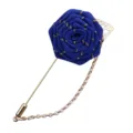 Blaue Schleife Rose Reißnadel Brosche mit Kette für Schuluniform Anzug Kleid Accessoire - Blau
