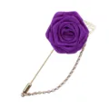 Élégante épingle de revers rose en tissu violet avec longue aiguille et chaîne pour hommes - Violet