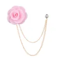 Koreanischer Stil rosa Kamelie Stoff Blume Brosche mit doppelten Ketten und Strassstein. - Rosa