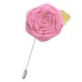 Broche fleur de rose en tissu rose épingle de revers avec feuille d'or costume homme - Rose