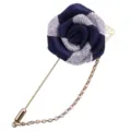 Handgemachte Stoff Rose Blume Brosche mit langer Metallkette für Damen Kleidung Dekoration - Schwarz