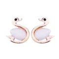 Chic cat-eye stone swan brooch pin, elegant gold tone women collar accessory for daily look. - Style E / Gold