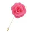 Handgefertigte Stoff Rosen Anstecknadel in Pink mit goldenem Stiel fuer den Herrenanzug. - Wassermelonenrot