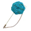 Koreanische blaue Band Rosen Anstecknadel mit langer Nadel Kette für Anzüge Uniformen. - Pfauenblau