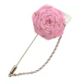 Rosa Schleife Rose Anstecknadel mit langer Kette Brosche fur Damen Uniform Anzug Zubehor - Rosa
