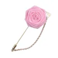 Rose en Tissu Rose Longue Épingle Broche Costume Homme Fleur Corsage Revers Accessoire Bijou - Rose
