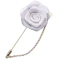 Handgemachte Stoff Blume Anstecknadel mit Gold Kette langer Nadel für Damen Mantel Dekor - Gebrochenes Weiß