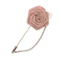 Broche longue fleur rose en tissu rose pour costume homme mariage accessoire de mode - Champagne