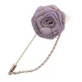 Lila Band Rosen Anstecknadel, elegante Stoff Brosche für Damen Uniform Anzug Accessoires. - Silbergrau
