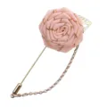 Elegante Stoffrosen Anstecknadel in Rosa mit Kette, feine Stoffblume Brosche für Uniform und Anzug. - Beige