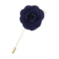 Handgemachte dunkelblaue Stoff-Rosen-Anstecknadel edle Anzug-Blumenbrosche für Herren - Marineblau