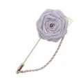 Élégante épingle de revers en rose de tissu pour costumes hommes, broche fleur avec chaîne. - Gris Argent