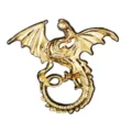 Gold dragon brooch pin for women and men, vintage flying dragon scarf buckle accessory. - Gold