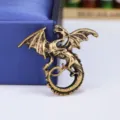 Vintage gold flying dragon brooch pin for women men shawl scarf apparel accessory - Bronze