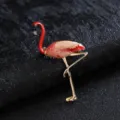 Exquise emaille flamingo broche speld voor trui jas mode dieren sieraden stijlvol - Rood