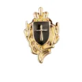 Krone Schild Kreuz Brosche Stift gold schwarz Metall Gothic Stil Anzug Hemd Kragen Zubehör - Gold