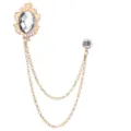 Vintage Gold Kristall Quaste Kette Brosche Reversnadel Herren Anzug Abzeichen Schmuck - Weiß