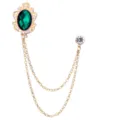 Vintage goldene grüne Edelstein Quaste Kette Brosche für Herren Anzug Accessoire Abzeichen - Grün