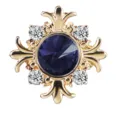 Mini goldene Kreuz Brosche mit lila Edelstein und wunderschönen kleinen Zirkonsteinen. - Dunkelblauer Strass