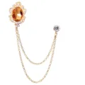 Goldene Vintage Quaste Kette Brosche Herren Anzug Nadel Strass Bernstein Kristall Abzeichen - Goldene Basis mit champagnerfarbenem Edelstein