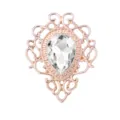 Vintage Retro Stil Tropfen Edelstein Brosche mit filigranem hohlen Metallspitzen Design. - Gold mit weißen Kristallen