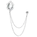 Silberner Kristall Quaste Kette Brosche elegante Vintage Anzug Reversnadel Herren - Silber Basis Weißer Edelstein