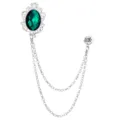 Vintage grüne Edelstein Quaste Kette Brosche Herren Anzug Zubehör elegante Mode Abzeichen - Silber Basis Grün Edelstein
