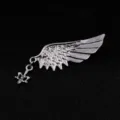 Broche de ala de ángel gótico de metal insignia de suéter para hombres mujeres traje - Plateado