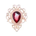 Vintage europäische Hofstil rote Edelstein Broche mit goldenem hohlem filigranem Hemdpin. - Goldbasis mit rotem Kristall