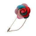Stoff Rosen Brosche mit langer Nadel und Kette, bunte Blumen Anstecknadel für Hochzeit. - bunt