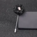 Style coréen fleur en tissu noir longue broche épingle élégant pull corsage accessoire mode - Noir