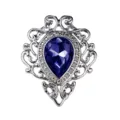 Vintage königliche Stil birnenblaue Edelstein Brosche, silberne filigrane Kragennadel Hemd. - Silberbasis mit dunkelblauem Kristall
