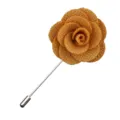 Goldene Stoff Kamelie Blume Anstecknadel für Herren, elegantes Anzug Korsage 4cm. - Kurkuma