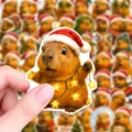 Waterproof Christmas Capybara sticker cute animal holiday decorative diary craft decal - Christmas Capybara Style (T01043720)