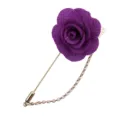 Lila Stoff Rose Reversnadel Brosche mit langer Nadel und Kette fur Hochzeit Anzug Herren Mode. - Lila