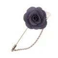 Graue Stoff Rosen Anstecknadel mit goldener Metallnadel und Kette, elegante Hochzeitsdeko. - Grau