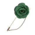 Grüne Stoffrosen Brosche mit langer Nadel und Quastenkette für Herren Hochzeit SKU - Grün