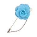 Elegante blaue Stoff Rosen Blume Brosche langer Stift Quaste Kette Anzug Anstecknadel - Hellblau