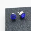 Klassische blaue Strass Anstecknadel Brosche mit elegantem Metall Design für Anzug Hemd. - Dunkelblaue Strasssteine (Silberne Basis), 1 Paar