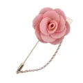 Elegante rosafarbene Stoffrosen Blume lange Nadel Brosche mit Quastenkette fur Hochzeitsanzug. - Lotosrosa